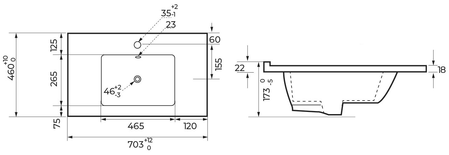 Alterna Plan Vasque céramique pour Meuble salle de bain Concerto - dimensions produit - 7673704
